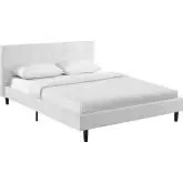 Linnea Full Platform Bed in White Fabric