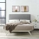 Tracy Full Bed in Gray Fabric Headboard on White Base