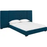 Primrose Queen Platform Bed in Azure Blue Fabric