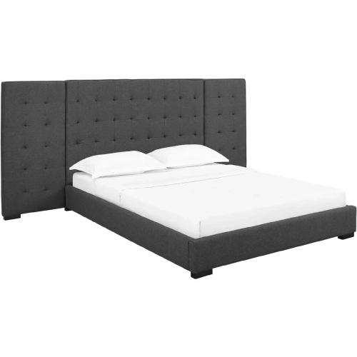 Primrose Queen Platform Bed in Gray Fabric