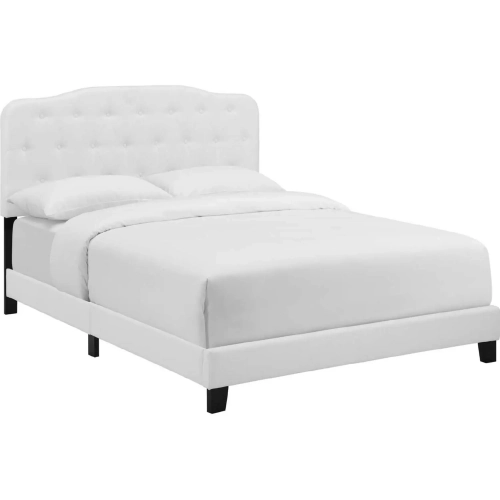 Amelia Twin Bed in Tufted White Fabric