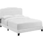 Amelia Twin Bed in Tufted White Fabric