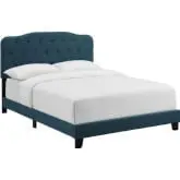 Amelia Full Bed in Tufted Azure Fabric