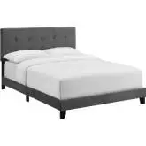 Amira Twin Bed in Tufted Gray Velvet