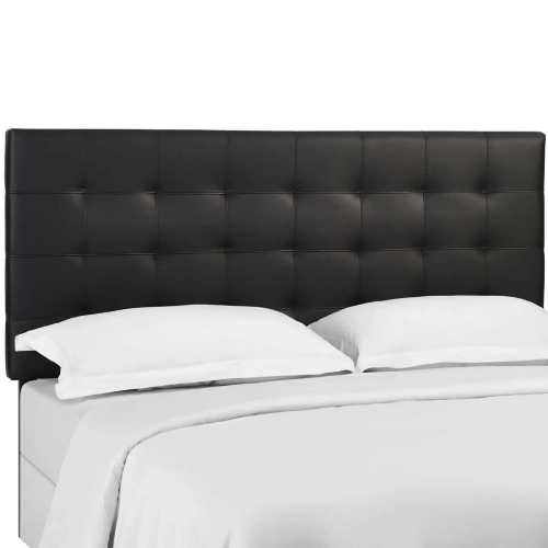 Paisley King California King Headboard in Tufted Black Leatherette