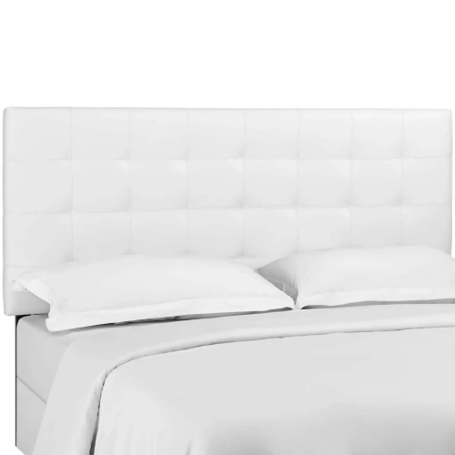 Paisley King California King Headboard in Tufted White Leatherette