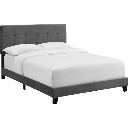 Amira Full Bed in Tufted Grey Velvet