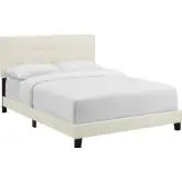 Amira Full Bed in Tufted Ivory Velvet