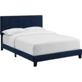 Amira Full Bed in Tufted Midnight Blue Velvet