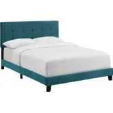 Amira Full Bed in Tufted Sea Blue Velvet