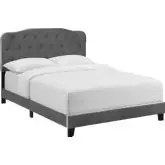 Amelia Full Bed in Tufted Grey Velvet