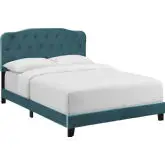 Amelia Full Bed in Tufted Sea Blue Velvet