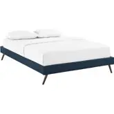 Loryn Full Bed Frame w/ Round Splayed Legs in Azure Fabric