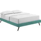 Loryn Full Bed Frame w/ Round Splayed Legs in Teal Fabric