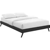 Loryn Queen Bed Frame w/ Round Splayed Legs in Black Leatherette