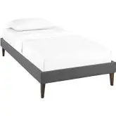 Tessie Twin Bed Frame w/ Square Tapered Legs in Gray Fabric