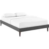 Tessie Queen Bed Frame w/ Square Tapered Legs in Gray Fabric