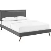 Virginia Queen Platform Bed in Gray w/ Round Splayed Legs