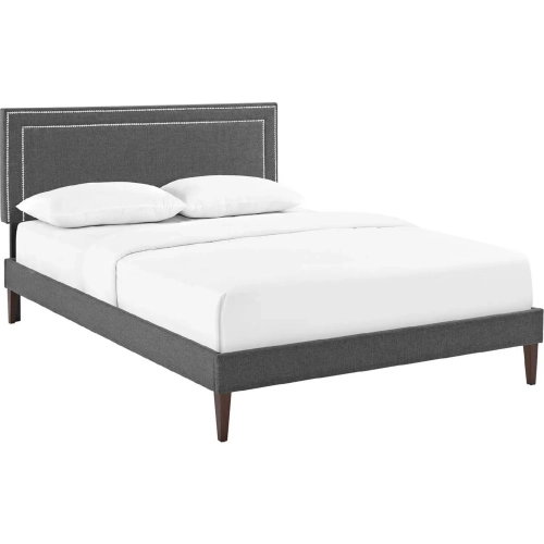 Virginia Full Platform Bed in Gray w/ Squared Splayed Legs