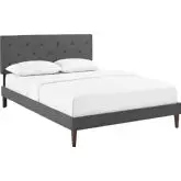 Tarah King Platform Bed w/ Squared Tapered Legs in Gray Fabric