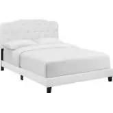 Amelia Twin Bed in Tufted White Leatherette