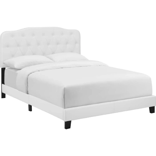 Amelia Full Bed in Tufted White Leatherette