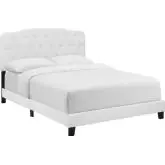 Amelia Queen Bed in Tufted White Leatherette