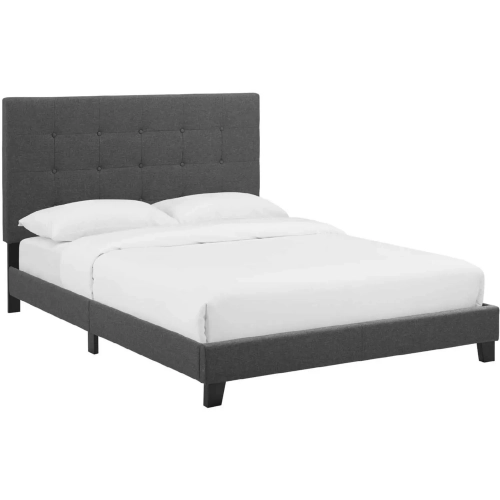 Melanie King Platform Bed in Tufted Gray Fabric