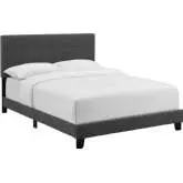 Amira Twin Bed in Tufted Gray Fabric