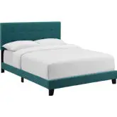 Amira Full Bed in Tufted Teal Fabric