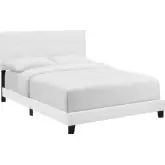 Amira Full Bed in Tufted White Fabric