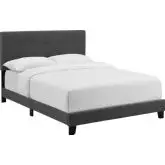 Amira King Bed in Tufted Grey Fabric