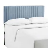 Keira Full Queen Headboard in Channel Tufted Light Blue Velvet