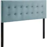 Emily Queen Headboard in Biscuit Tufted Light Blue Velvet