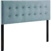 Emily King Headboard in Tufted Light Blue Velvet