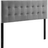 Lily Queen Headboard in Biscuit Tufted Gray Velvet