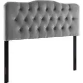 Annabel King Headboard in Tufted Gray Velvet