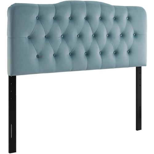 Annabel King Headboard in Tufted Light Blue Velvet