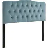 Annabel King Headboard in Tufted Light Blue Velvet