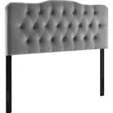 Annabel Queen Headboard in Diamond Tufted Gray Velvet