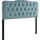 Annabel Queen Headboard in Diamond Tufted Light Blue Velvet