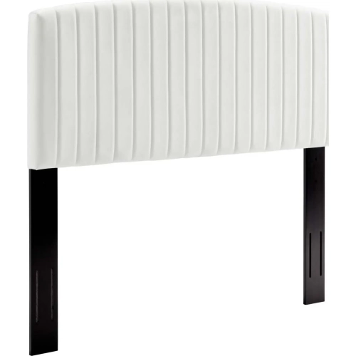 Rebecca Full Queen Headboard in Channel Tufted White Velvet