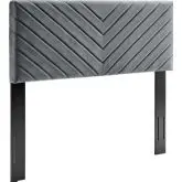 Alyson King California King Headboard in Channel Tufted Charcoal Velvet