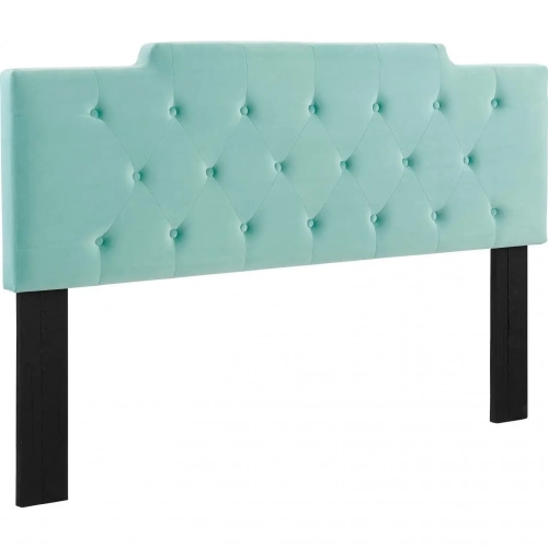 Juliet Tufted King California King Headboard in Tufted Mint Velvet