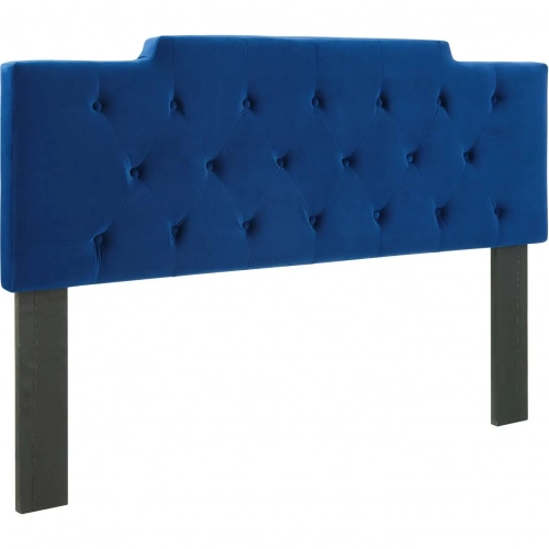 Juliet Tufted King California King Headboard in Tufted Navy Velvet