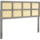 Luana Full Headboard in Cane & Gray Finish Wood