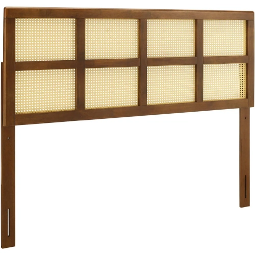 Luana Full Headboard in Cane & Walnut Finish Wood