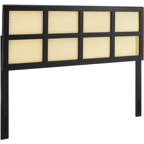 Luana King Headboard in Cane & Black Finish Wood