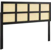 Luana King Headboard in Cane & Black Finish Wood