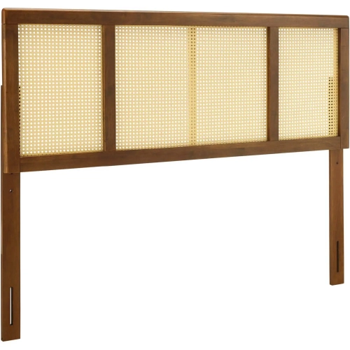 Delmare Full Headboard in Cane & Walnut Finish Wood